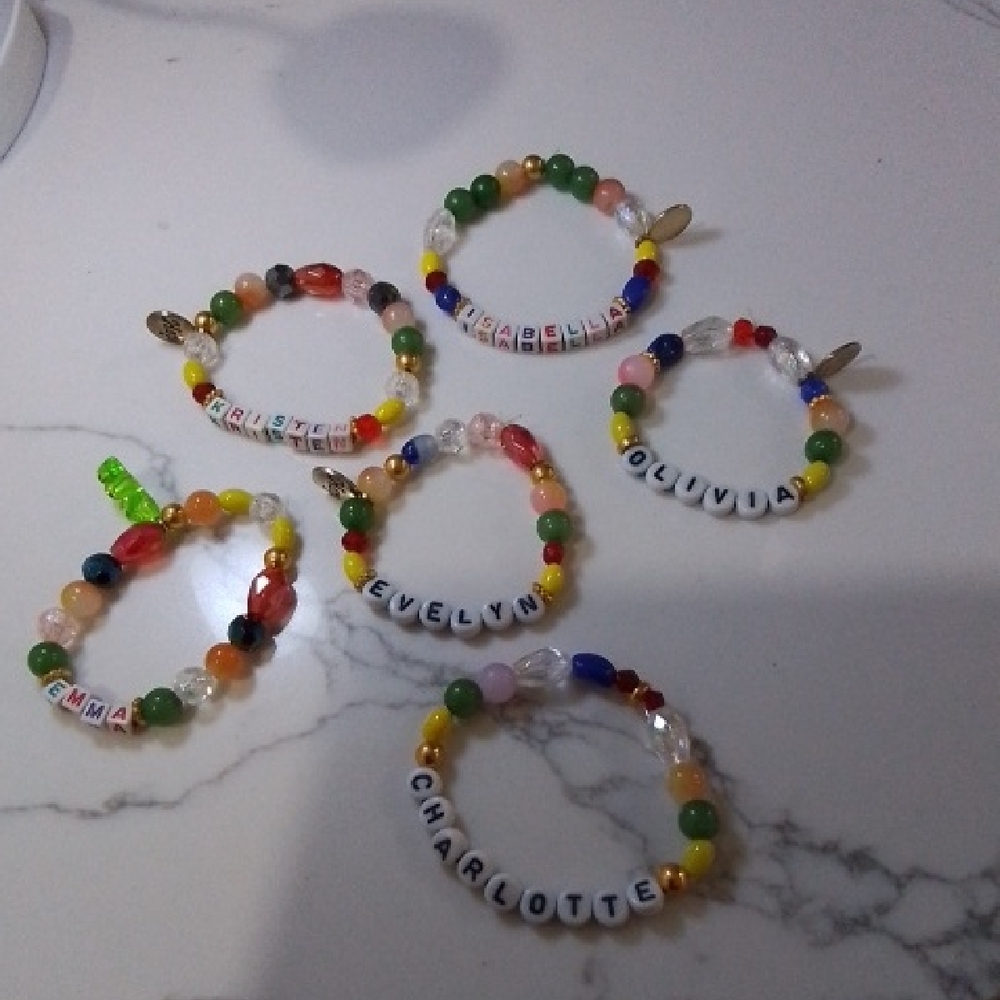 Colorful Beaded Name Bracelets for Kids